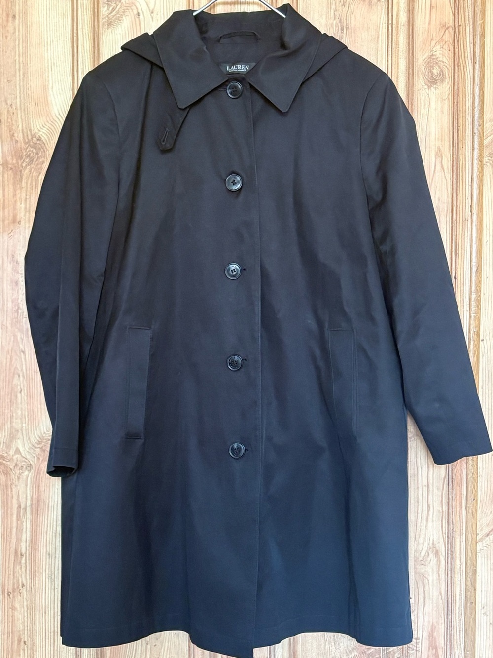 Lauren Ralph Lauren women’s Black Hooded Trench Coat XL